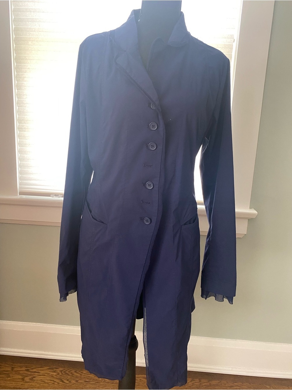 Women's Navy Single-Breasted Long Jacket Rundholz Black Label.